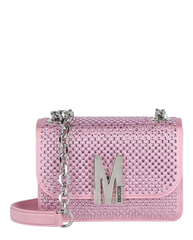 Quilted Leather Crossbody Bag in Cream for a Classic and Elegant AppearanceCrystal Logo Crossbody Bag Quilted Leather Crossbody Bag in Cream for a Classic and Elegant AppearanceCrystal Logo Crossbody Bag