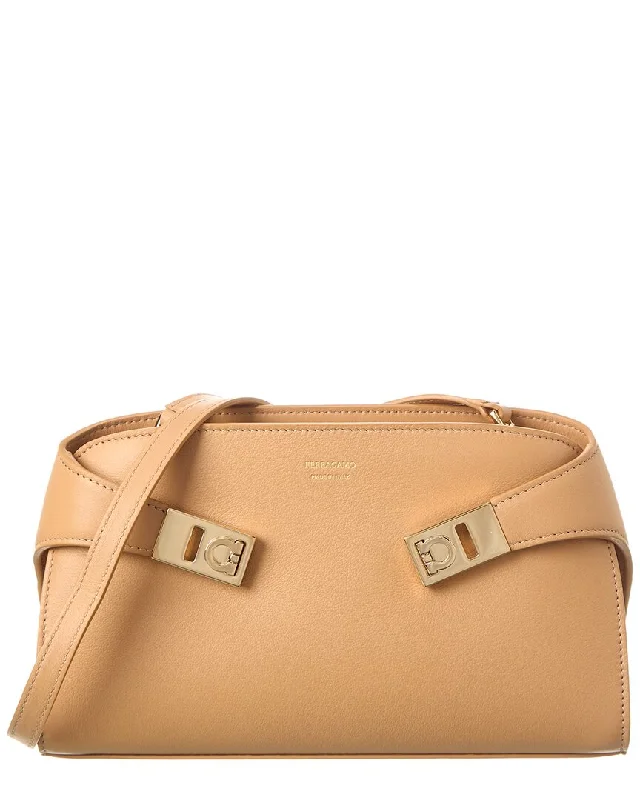 Metallic Crossbody Bag in Silver for New Year's Eve and Special CelebrationsFerragamo Hug Leather Crossbody