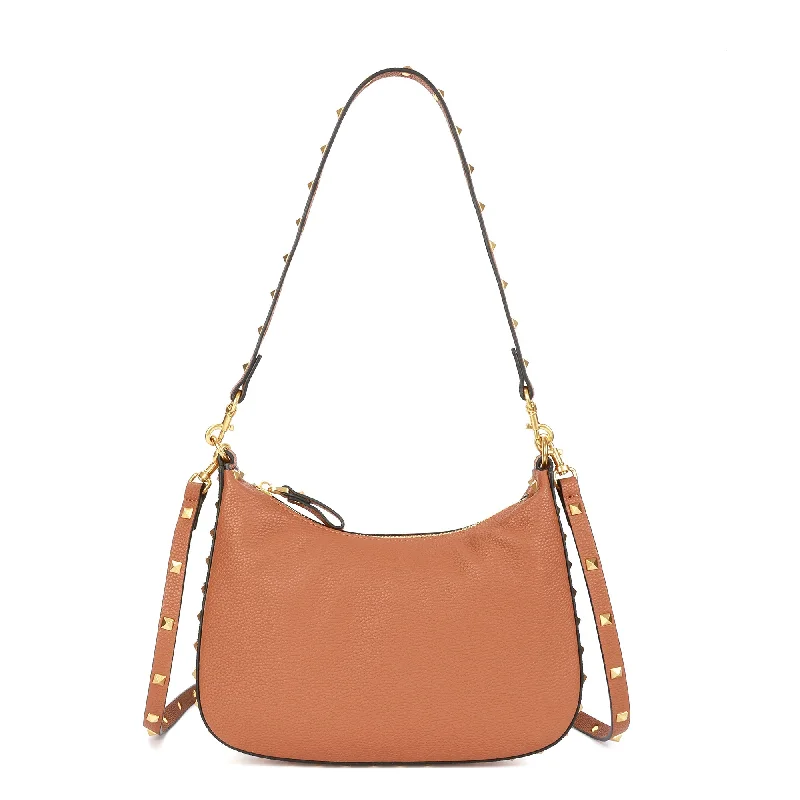Waterproof Nylon Crossbody Bag in Navy Blue for Outdoor Hiking TripsFull-Grain Studded Leather Shoulder/Messenger Bag