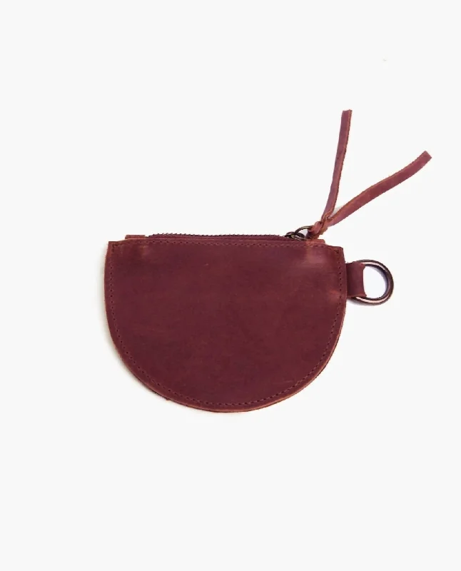 Women's Crossbody Bag with Zippered Pocket on the Back in Red for SecurityHana Mini Pouch In Dark Cherry
