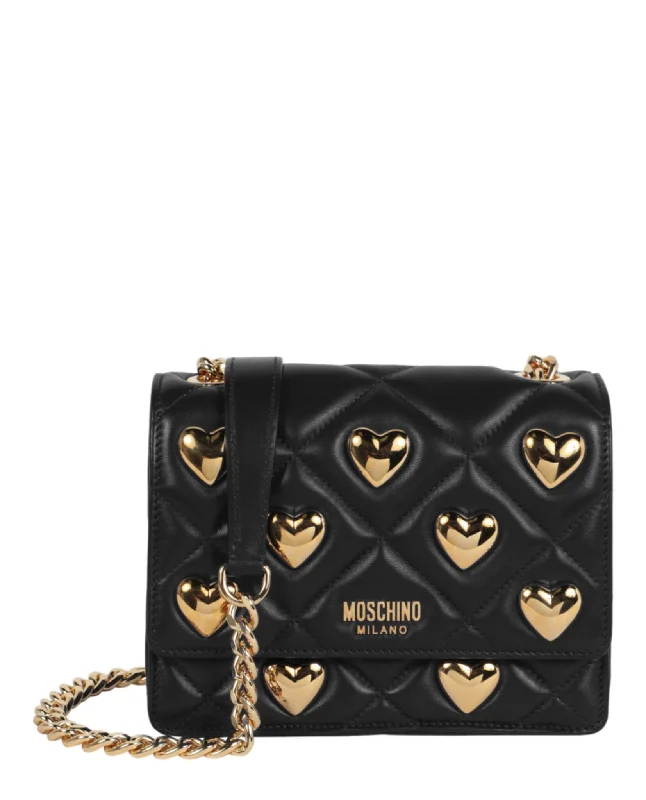 Women's Crossbody Bag with Chain Strap in Gold for a Glamorous TouchHeart Studs Quilted Crossbody Bag Women's Crossbody Bag with Chain Strap in Gold for a Glamorous TouchHeart Studs Quilted Crossbody Bag