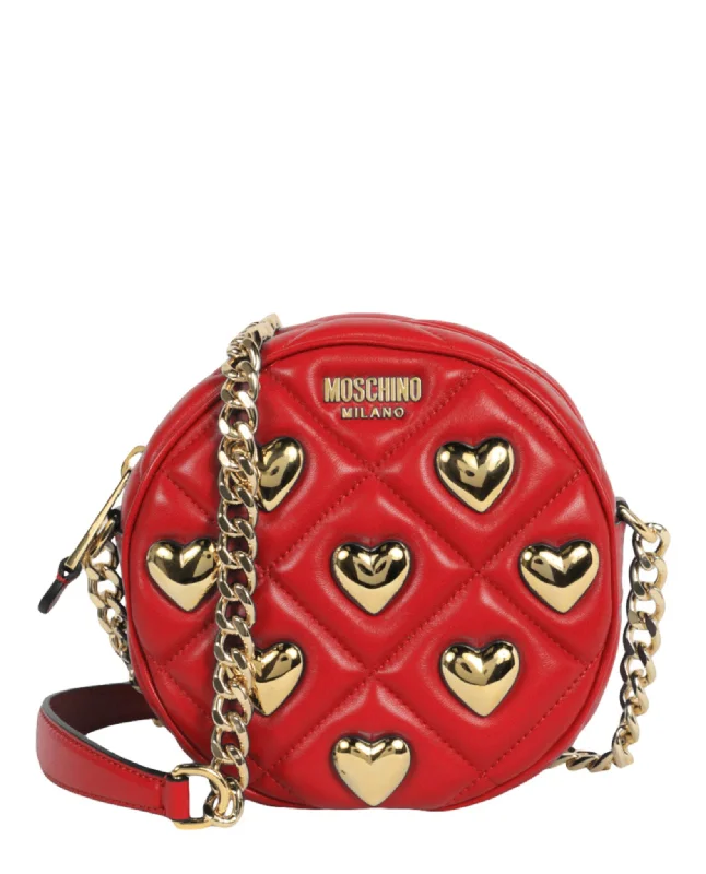 Quilted Leather Crossbody Bag in Cream for a Classic and Elegant AppearanceHeart Studs Quilted Shoulder Bag Quilted Leather Crossbody Bag in Cream for a Classic and Elegant AppearanceHeart Studs Quilted Shoulder Bag