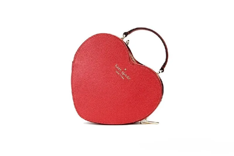 Women's Crossbody Bag with Adjustable Strap in Orange for Customizable ComfortKate Spade Love Shack Candied Cherry Saffiano Top Handle Heart Crossbody Handbag Women's
