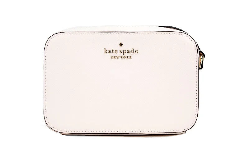 Women's Crossbody Bag with Magnetic Closure in White for Quick AccessKate Spade Staci Mini  Rose Saffiano Leather Camera Bag Crossbody Women's Handbag