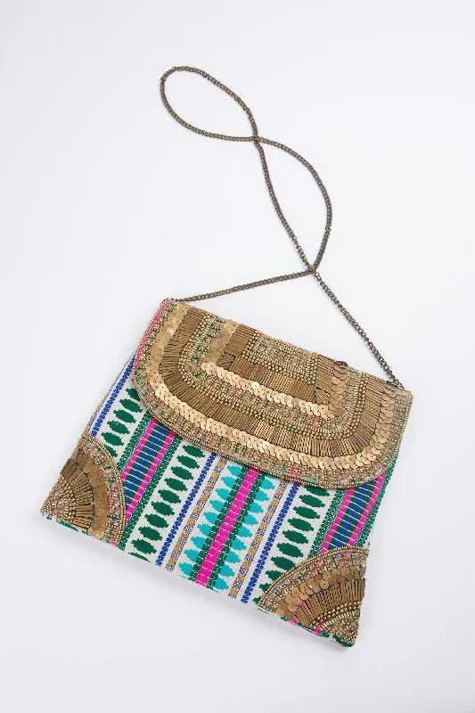 Women's Crossbody Bag with Chain Strap in Gold for a Glamorous TouchMaharani Handmade Clutch Cross-Body Bag In Gold