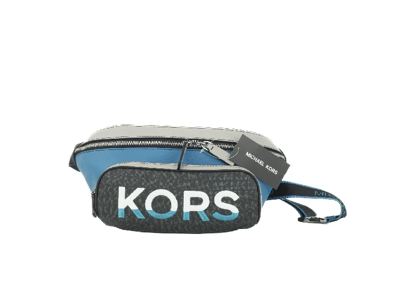Geometric - Printed PVC Crossbody Bag in Multicolor for Trendy Street StyleMichael Kors Cooper Large blue multi Leather Embroide Logo Utility Belt Women's Bag