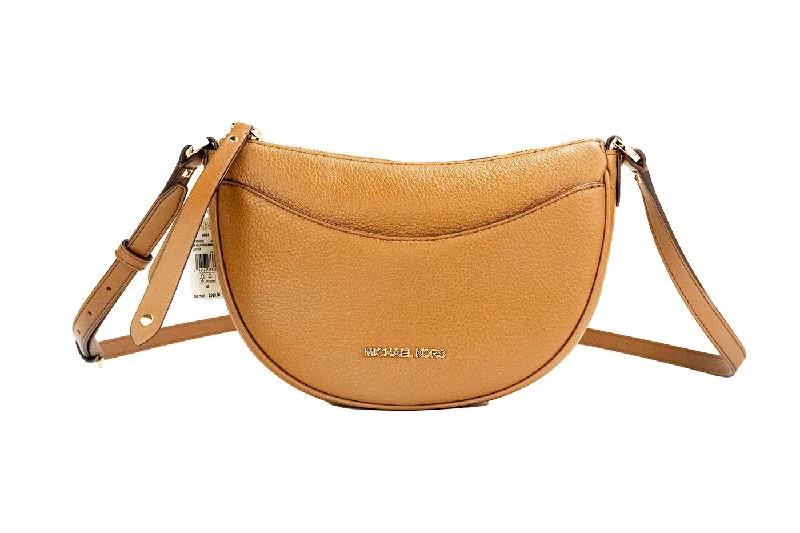 Hand - painted Canvas Crossbody Bag in Yellow for a Unique and Artistic LookMichael Kors Dover Small Luggage Pebbled Leather Half Moon Crossbody Bag Women's Purse