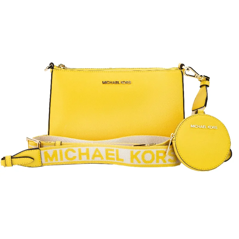 Women's Crossbody Bag with Magnetic Closure in White for Quick AccessMichael Kors Jet Set Daffodil Vegan Crossbody Tech Attachment Bag Women's Purse