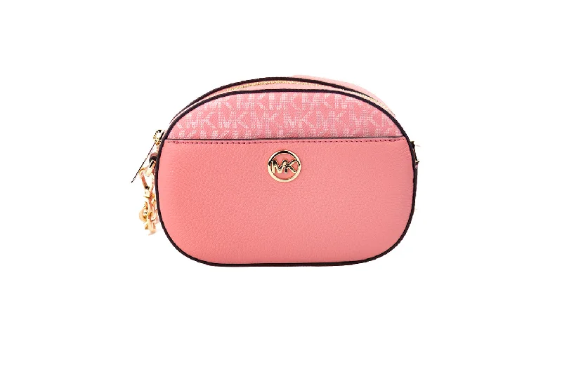 Large Faux Leather Crossbody Bag in Brown with Tassel Details for Casual TravelMichael Kors Jet Set Glam Tea Rose Leather Oval Crossbody Handbag Women's Purse