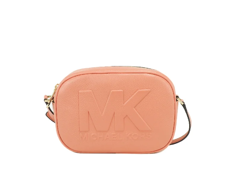 Metallic Crossbody Bag in Silver for New Year's Eve and Special CelebrationsMichael Kors Jet Set Travel Medium Sherbert Leather Oval Camera Crossbody Women's Bag