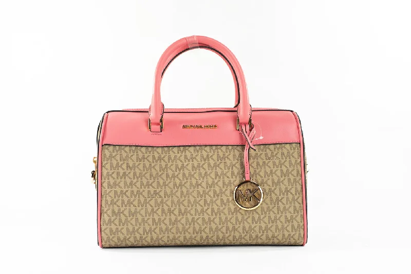 Waterproof Nylon Crossbody Bag in Navy Blue for Outdoor Hiking TripsMichael Kors Travel Medium Tea Rose Signature PVC Duffle Crossbody Bag Women's Purse