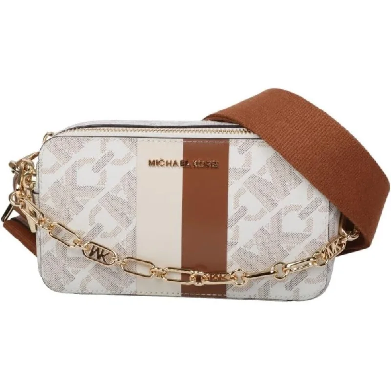Geometric - Printed PVC Crossbody Bag in Multicolor for Trendy Street StyleMIchael Michael Kors Women's Jet Set Crossbody, Vanilla/Luggage