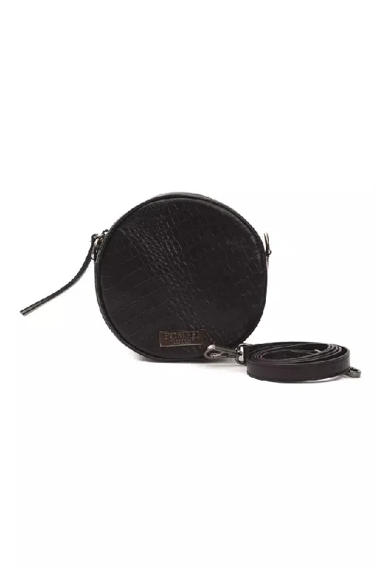 Leather - Trimmed Denim Crossbody Bag in Blue for a Vintage - Inspired LookPompei Donatella Elegant Leather Oval Crossbody Women's Perfection Leather - Trimmed Denim Crossbody Bag in Blue for a Vintage - Inspired LookPompei Donatella Elegant Leather Oval Crossbody Women's Perfection