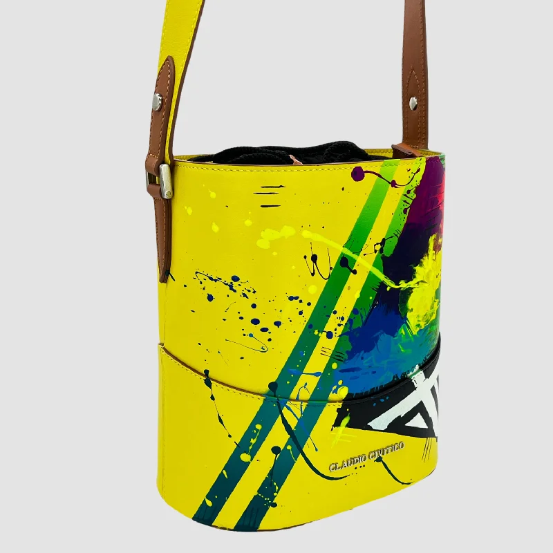 Leather - Trimmed Denim Crossbody Bag in Blue for a Vintage - Inspired LookRomana Calligraphy Collection 1/1