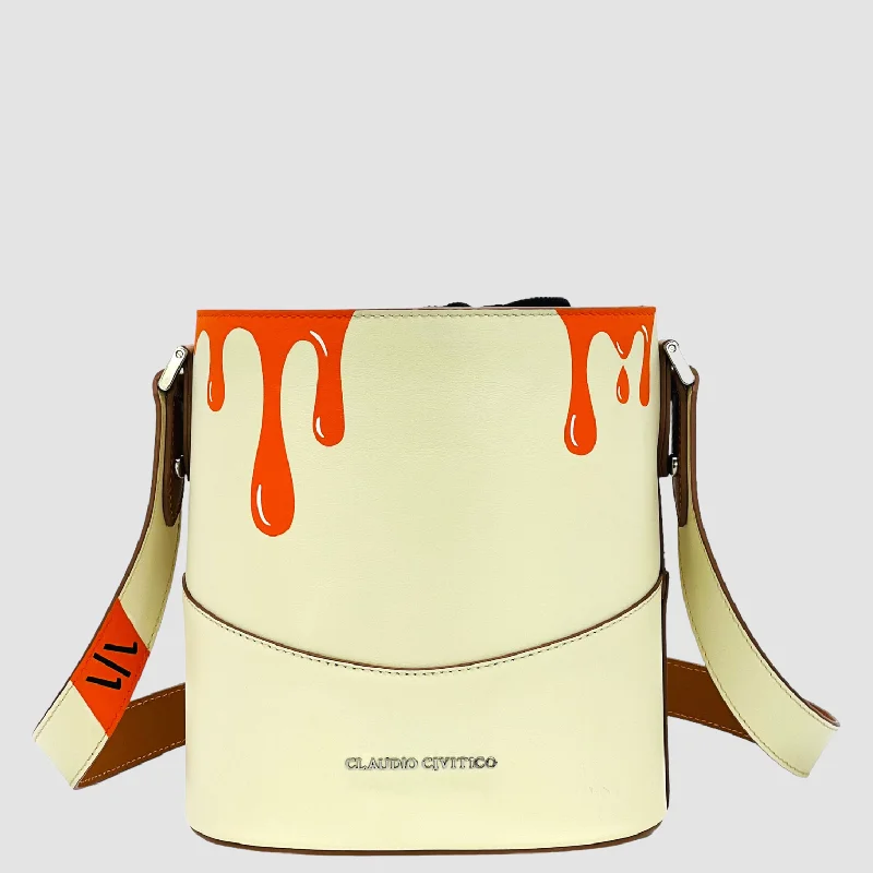 Medium - sized Canvas Crossbody Bag in Beige with Floral Print for Spring OutingsRomana Calligraphy Collection Drip 1/1 Medium - sized Canvas Crossbody Bag in Beige with Floral Print for Spring OutingsRomana Calligraphy Collection Drip 1/1