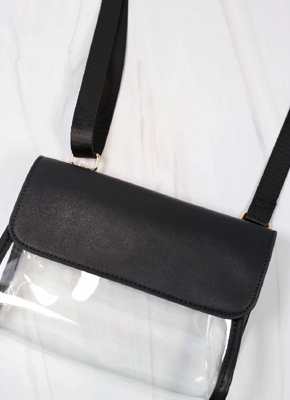 Metallic Crossbody Bag in Silver for New Year's Eve and Special CelebrationsTatum Convertible Clear Bag In Black
