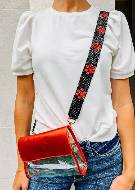 Suede Crossbody Bag in Olive Green for Fall Fashion StatementsTatum Convertible Clear Bag In Metallic Red