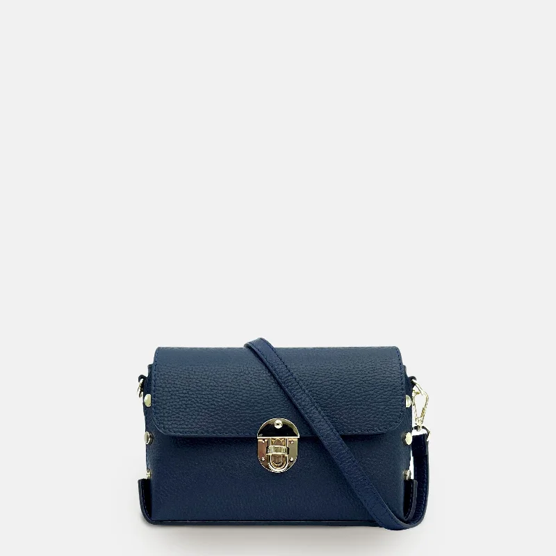 Women's Crossbody Bag with Adjustable Strap in Orange for Customizable ComfortThe Bloxsome Navy Leather Crossbody Bag Women's Crossbody Bag with Adjustable Strap in Orange for Customizable ComfortThe Bloxsome Navy Leather Crossbody Bag