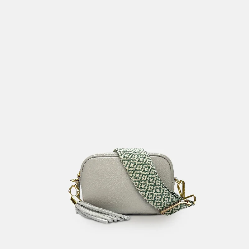 Geometric - Printed PVC Crossbody Bag in Multicolor for Trendy Street StyleThe Mini Tassel Light Grey Leather Phone Bag With Pistachio Cross-Stitch Strap Geometric - Printed PVC Crossbody Bag in Multicolor for Trendy Street StyleThe Mini Tassel Light Grey Leather Phone Bag With Pistachio Cross-Stitch Strap