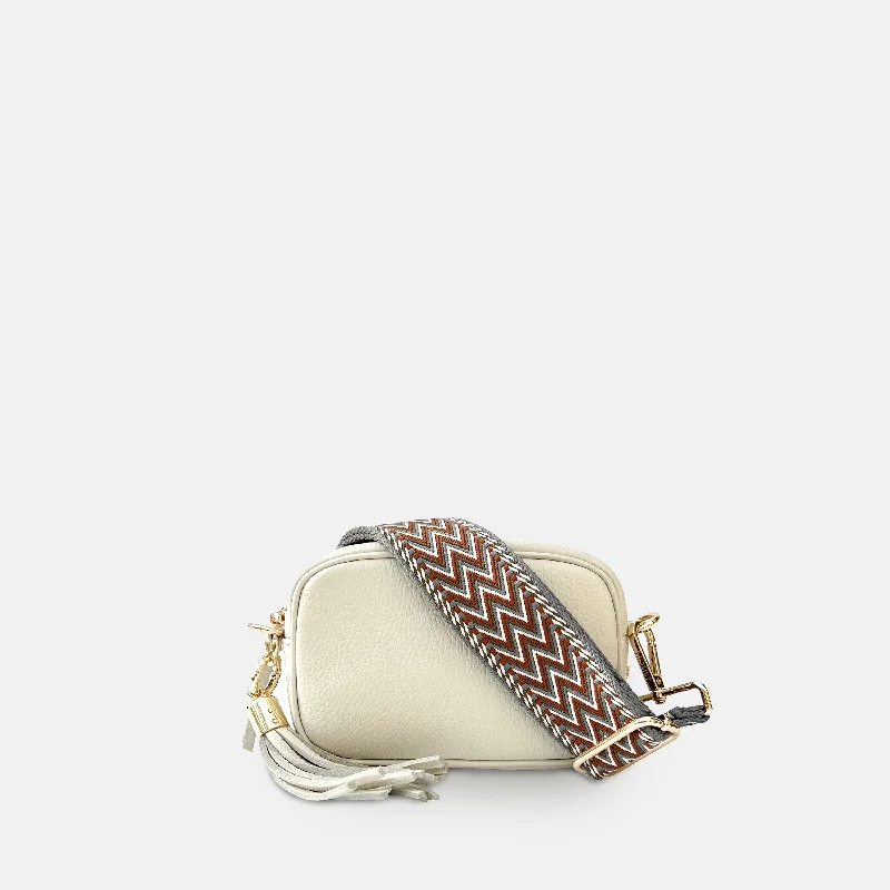 Metallic Crossbody Bag in Silver for New Year's Eve and Special CelebrationsThe Mini Tassel Stone Leather Phone Bag With Tan Boho Strap Metallic Crossbody Bag in Silver for New Year's Eve and Special CelebrationsThe Mini Tassel Stone Leather Phone Bag With Tan Boho Strap