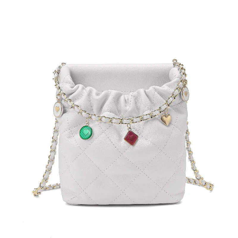 Women's Crossbody Bag with Magnetic Closure in White for Quick AccessTiffany & Fred Quilted Sheepskin Leather Crossbody Women's Crossbody Bag with Magnetic Closure in White for Quick AccessTiffany & Fred Quilted Sheepskin Leather Crossbody