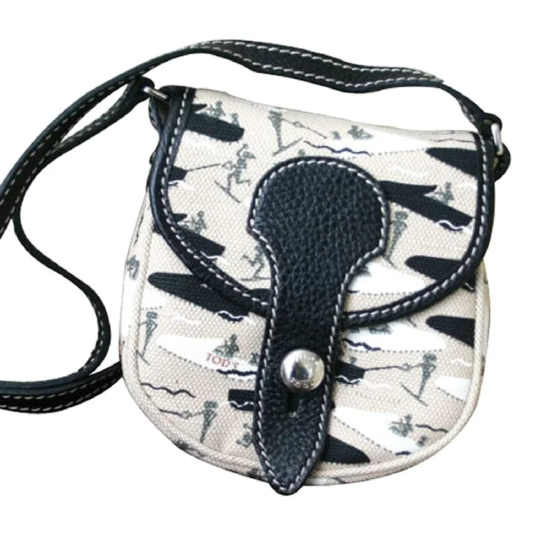 Metallic Crossbody Bag in Silver for New Year's Eve and Special CelebrationsTods Women's  Canvas  Trim Cross Body Messenger BagHandbag