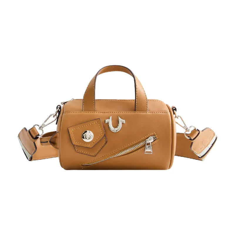 Women's Crossbody Bag with Magnetic Closure in White for Quick AccessTrue Religion Zip Top Mini Duffle handbag