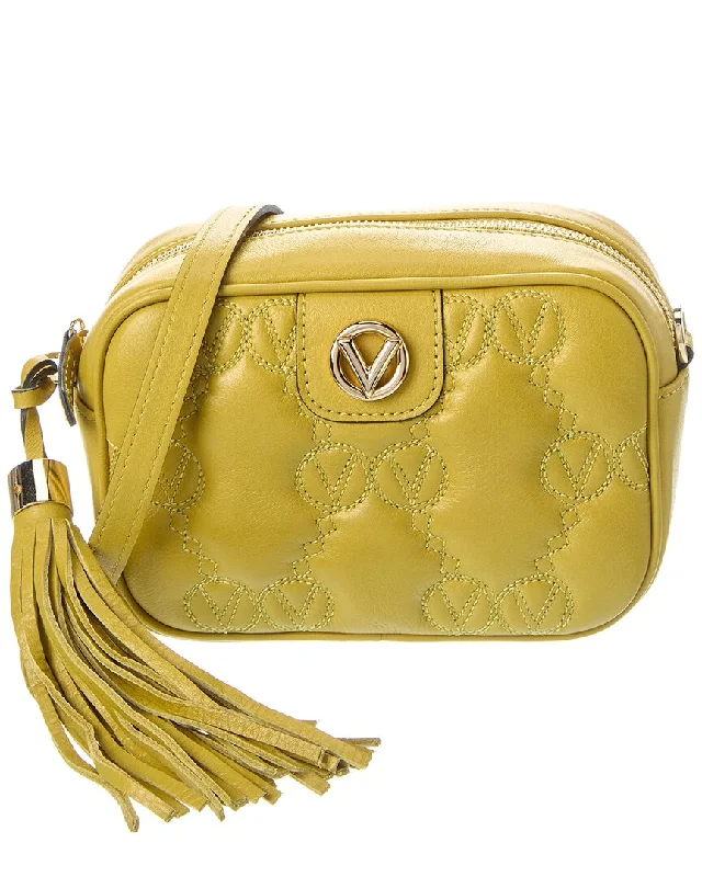 Hand - painted Canvas Crossbody Bag in Yellow for a Unique and Artistic LookValentino by Mario Valentino Amel Monogram Leather Crossbody