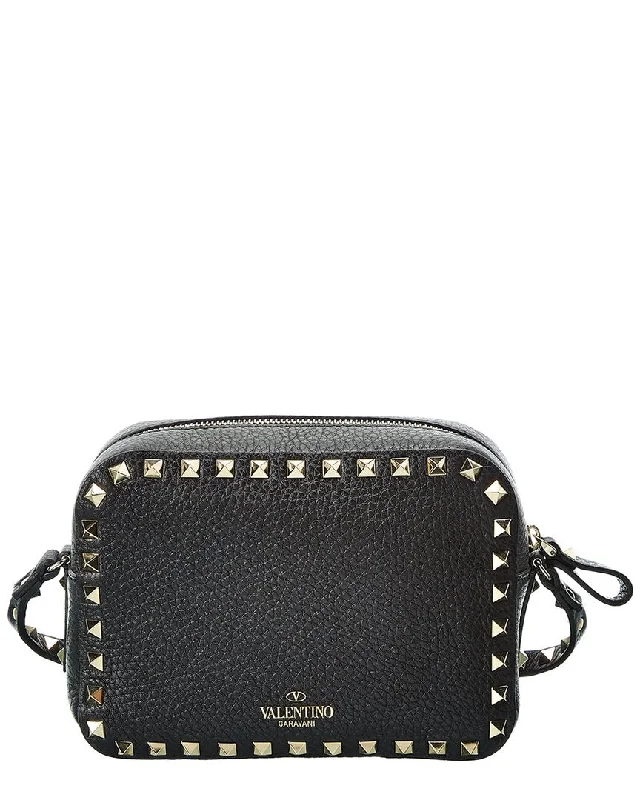 Leather - Trimmed Denim Crossbody Bag in Blue for a Vintage - Inspired LookValentino Rockstud Grainy Leather Camera Bag Leather - Trimmed Denim Crossbody Bag in Blue for a Vintage - Inspired LookValentino Rockstud Grainy Leather Camera Bag