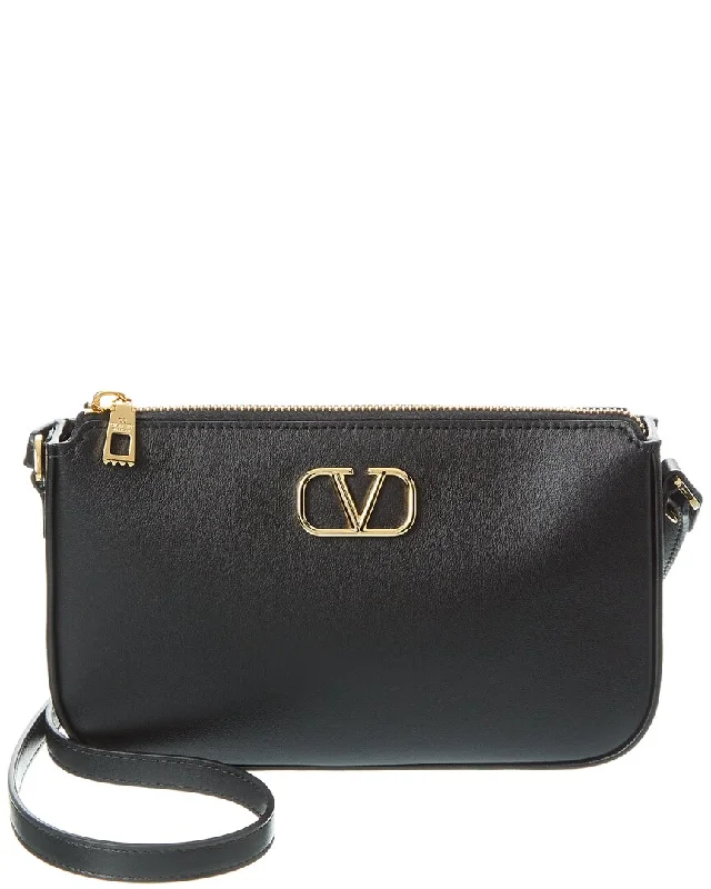 Women's Crossbody Bag with Magnetic Closure in White for Quick AccessValentino VLogo Signature Mini Leather Crossbody
