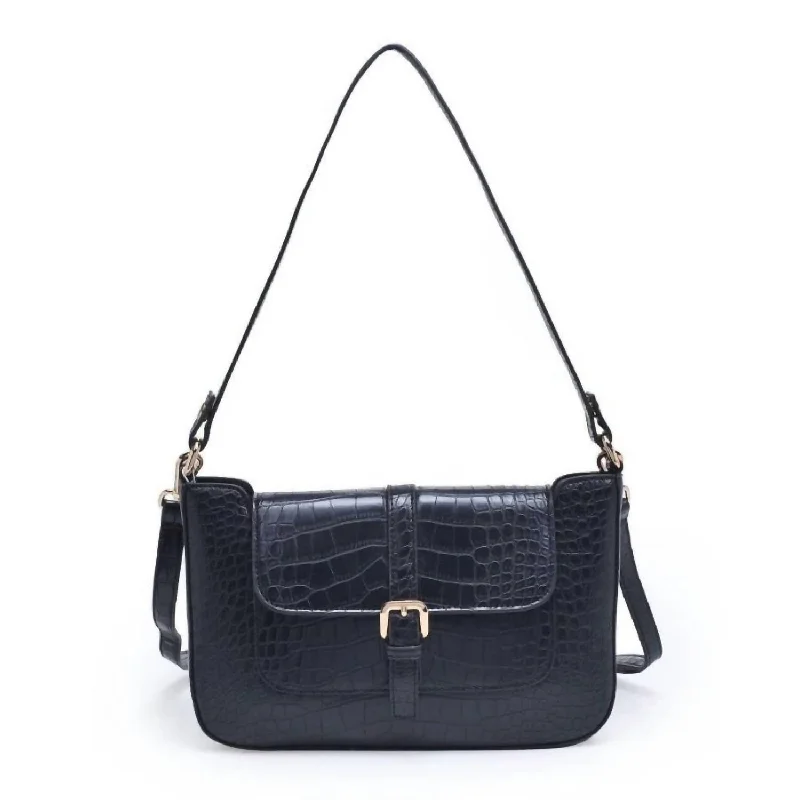 Embroidered Silk Crossbody Bag in Purple for Formal Events and WeddingsWomen's Adwen Croc Crossbody Bag In Black