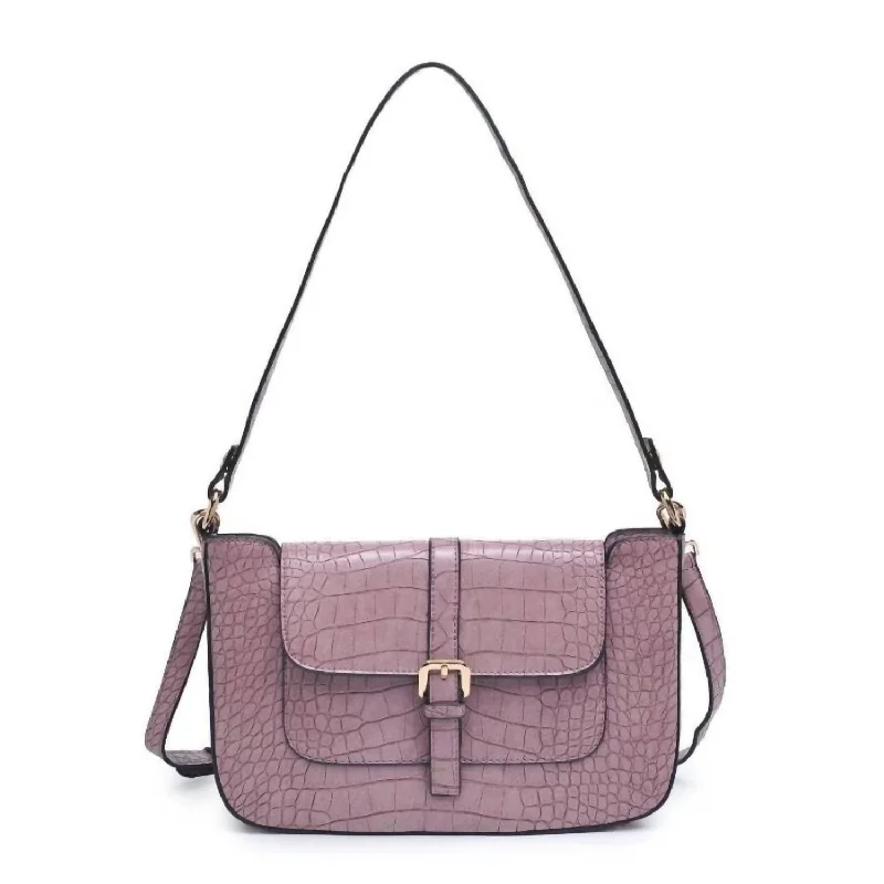 Leather - Trimmed Denim Crossbody Bag in Blue for a Vintage - Inspired LookWomen's Adwen Croc Crossbody Bag In Mauve