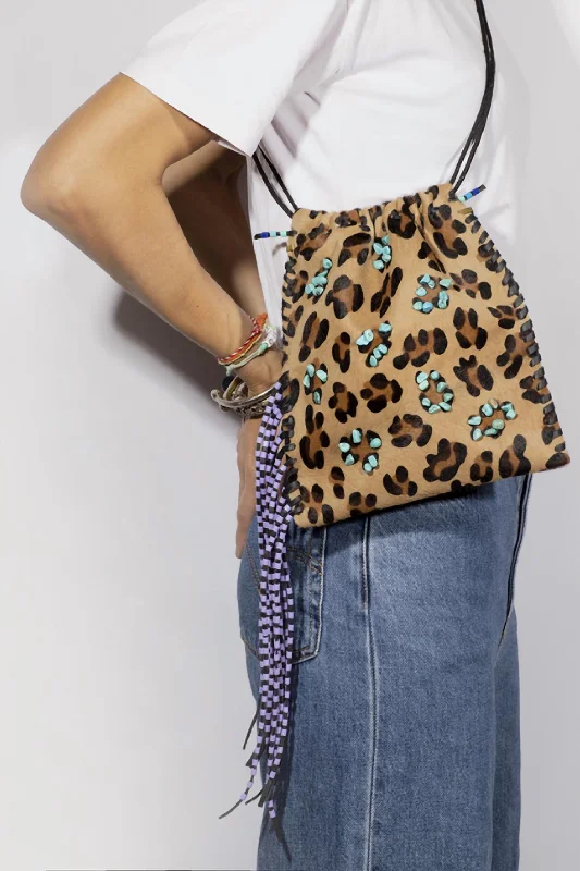 Women's Mini Crossbody Bag in Pink Velvet with Rhinestone Accents for Girls' Nights OutWomen's Aphrodite Bag In Leopard